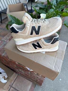 New Balance 574 Incense/Black/Sea Salt Suede Sneakers U574RAC